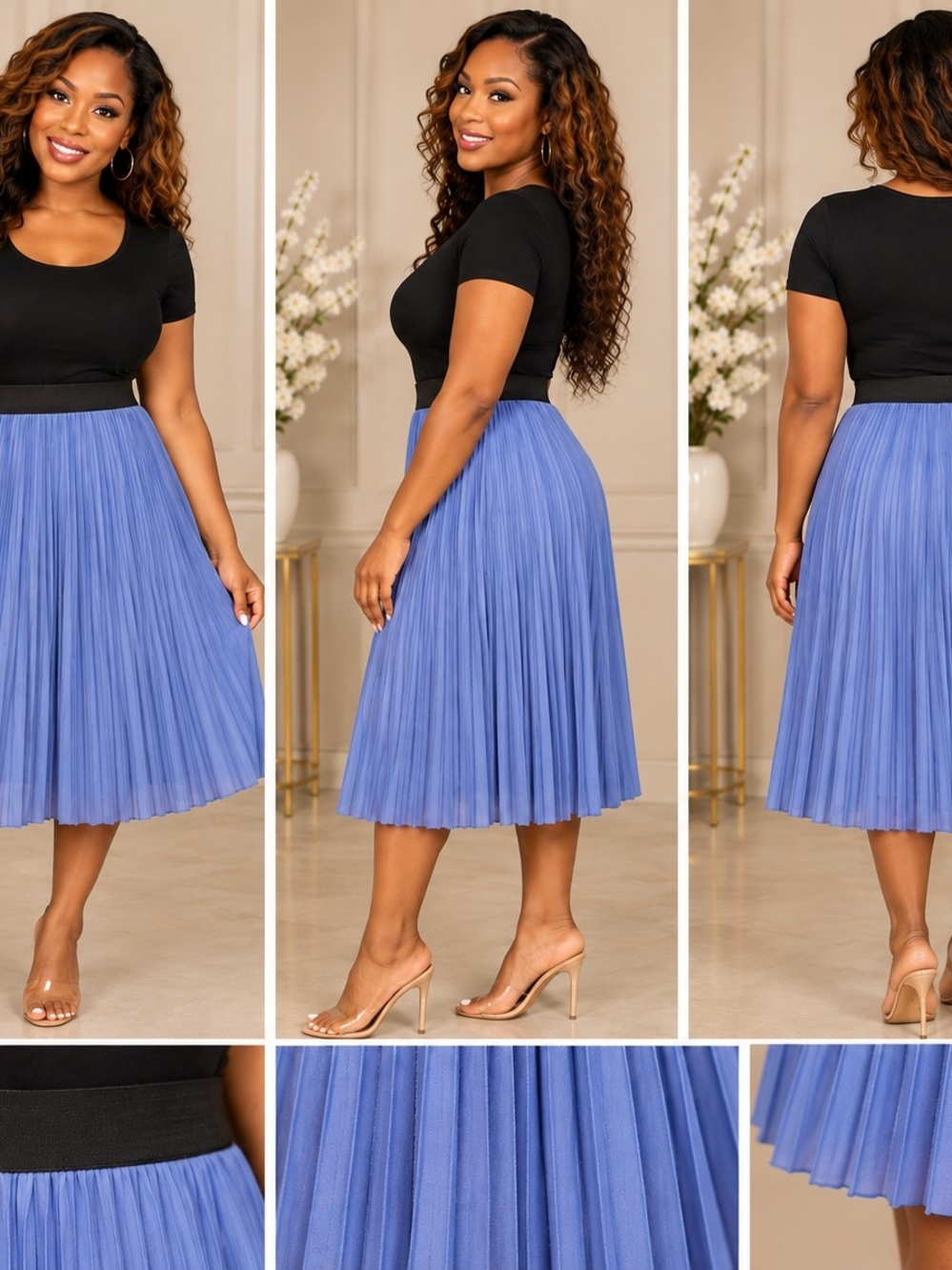 Apt. 9 Pleated Midi Skirt in Periwinkle Blue